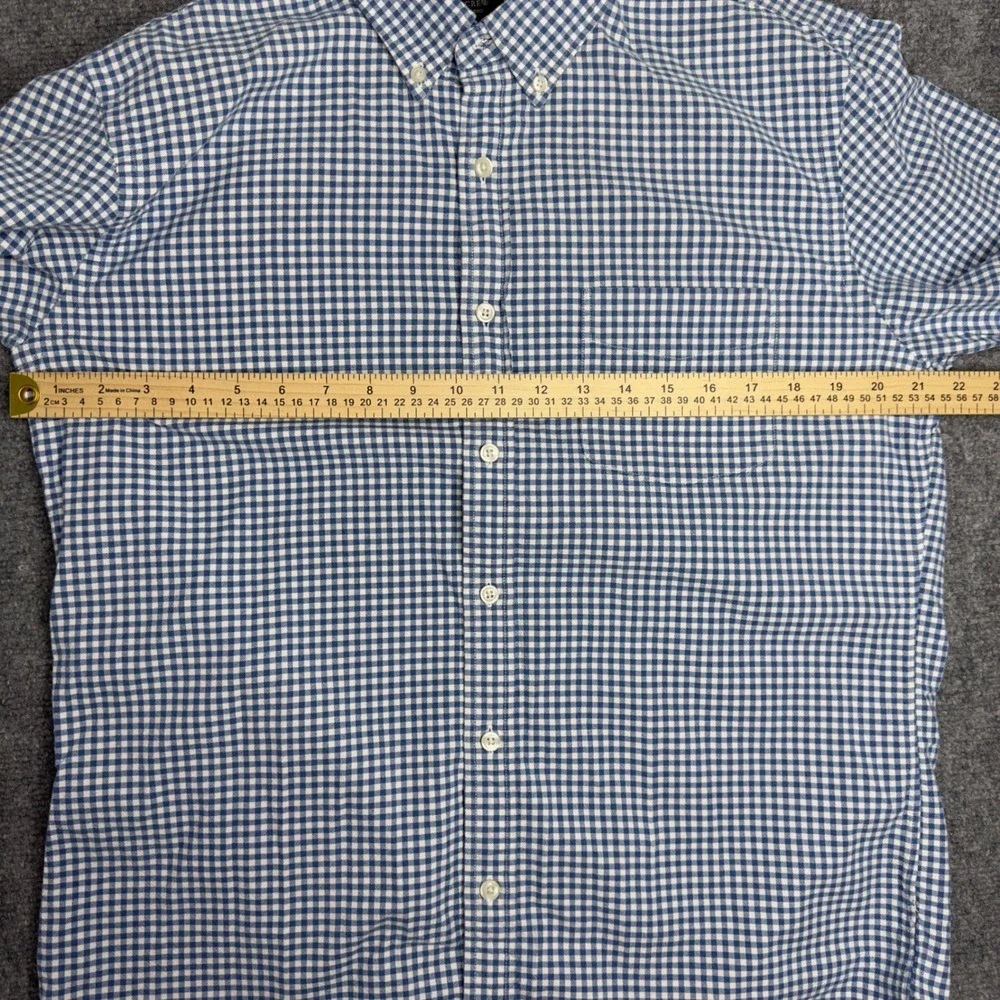 J. Crew Shirt Mens L Blue White Gingham Check Slim Fit Oxford‎ Preppy Office